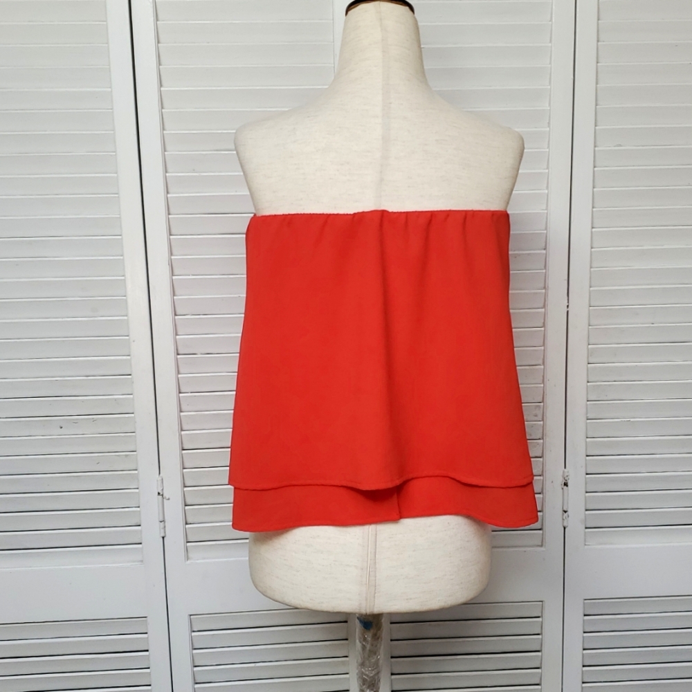 Strapless Red Layered Split Back Top S - image 3